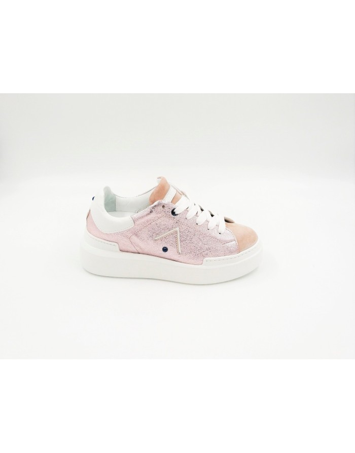 ED PARRISH CKLD RO11 SNEAKER LACCI DONNA, TOMAIA IN PELLE LAMINATA E CAMOSCIO COLOR CIPRIA CON TOPPONCINO AL TALLONE IN PELLE B