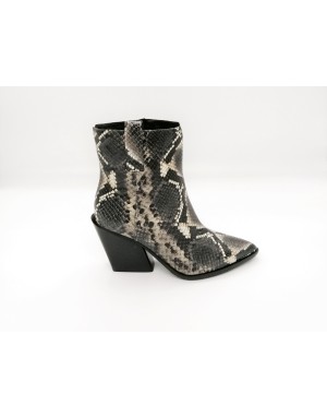 ELVIO ZANON EK2606X TRONCHETTO TEXANO IN PITONATO COLORE ROCCIA,LAMPO LATERALE,FONDO GOMMA,TACCO 8CM