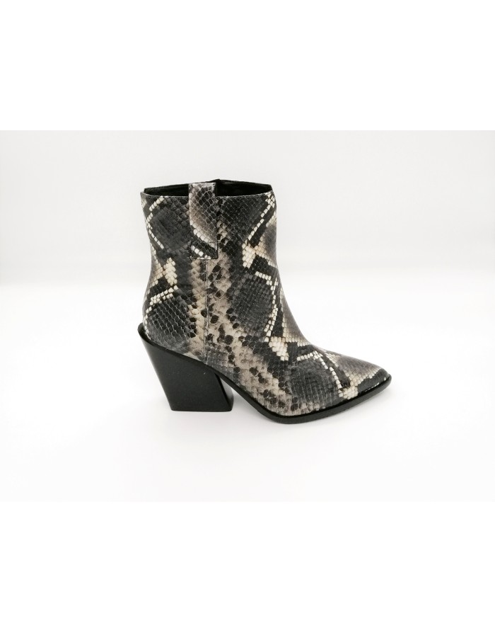 ELVIO ZANON EK2606X TRONCHETTO TEXANO IN PITONATO COLORE ROCCIA,LAMPO LATERALE,FONDO GOMMA,TACCO 8CM