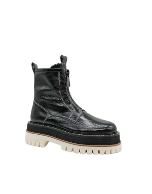 ELVIO ZANON EP4907X  ANFIBIO IN NAPLAK COLORE NERO CON IMPUNTURE BIANCHE, LAMPO CENTRALE, FONDO MICRO DENTATO COLORE BIANCO 6CM