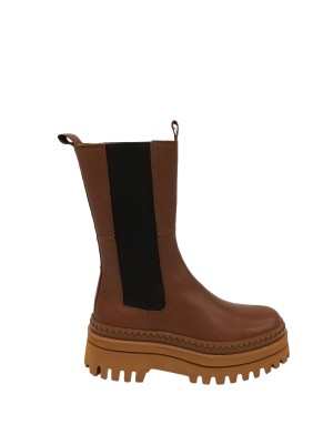 ELVIO ZANON ER1004X, BEATLES 3/4 IN VITELLO COLORE COTTO, ELASTICI T.MORO, FONDO MICRO CARRO 5CM CON GUARDOLO CUOIO