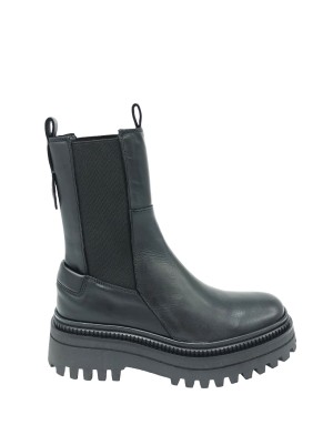 ELVIO ZANON ET0203X BEATLES IN VITELLO COLORE NERO, ELASTICI IN TINTA, FONDO GOMMA CARRO 6CM