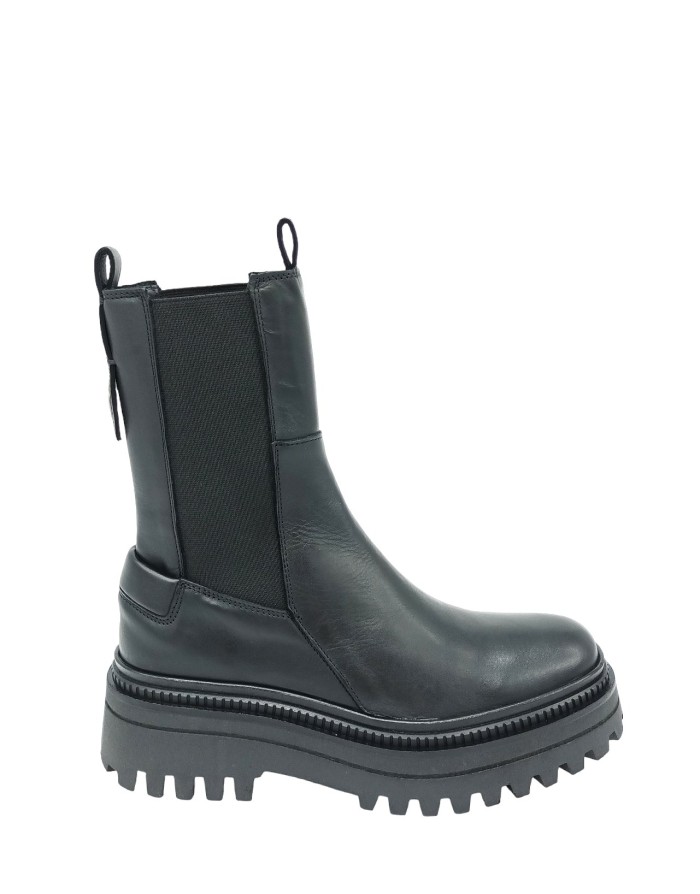 ELVIO ZANON ET0203X BEATLES IN VITELLO COLORE NERO, ELASTICI IN TINTA, FONDO GOMMA CARRO 6CM