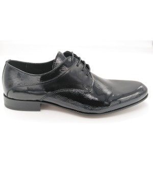 EVEET 15010 DERBY LISCIO IN VITELLO E VERNICE REX COLORE NERO, FONDO CUOIO