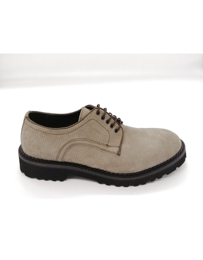 EVEET 15806 ALLACCIATO DERBY IN CAMOSCIO QUADRO COLORE TORTORA,FONDO CARRO MICRO