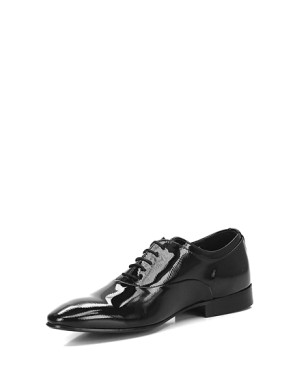 EVEET 15916 FRANCESINA LISCIA IN VERNICE RIGATA COLORE GRIGIO ANTRACITE, FONDO CUOIO