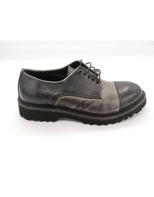 EVEET 16153 DERBY PUNTINA IN VITELLO INGRASSATO COLORE GRIGIOI/ANTRACITE FONDO MICRO CARRO