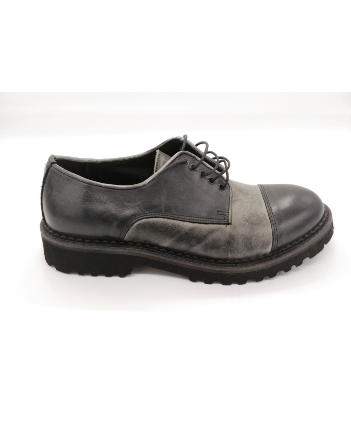 EVEET 16153 DERBY PUNTINA IN VITELLO INGRASSATO COLORE GRIGIOI/ANTRACITE FONDO MICRO CARRO