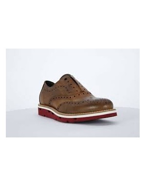 EVEET 16703 SLIPON ELASTICO TOMAIA IN VITELLO INGRASSATO COLORE CUOIO,MODELLO  DUILIO FONDO ZEPPA MICRO BORDO'