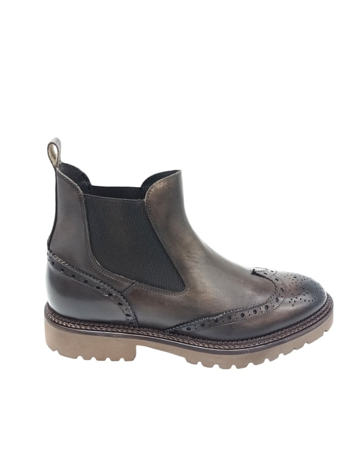 EXTON 9352, BEATLES DUILIO CODA DI RONDINE, TOMAIA IN VITELLO INGRASSATO COLORE CASTAGNO,ELASTICI LATERALI IN TINTA,  FONDO GOM