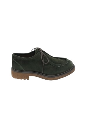 EXTON 683 STRINGATA DERBY INGEGNERE, TOMAIA IN CAMOSCIO INGRASSATO COLORE BOSCO, FONDO GOMMA MIELE