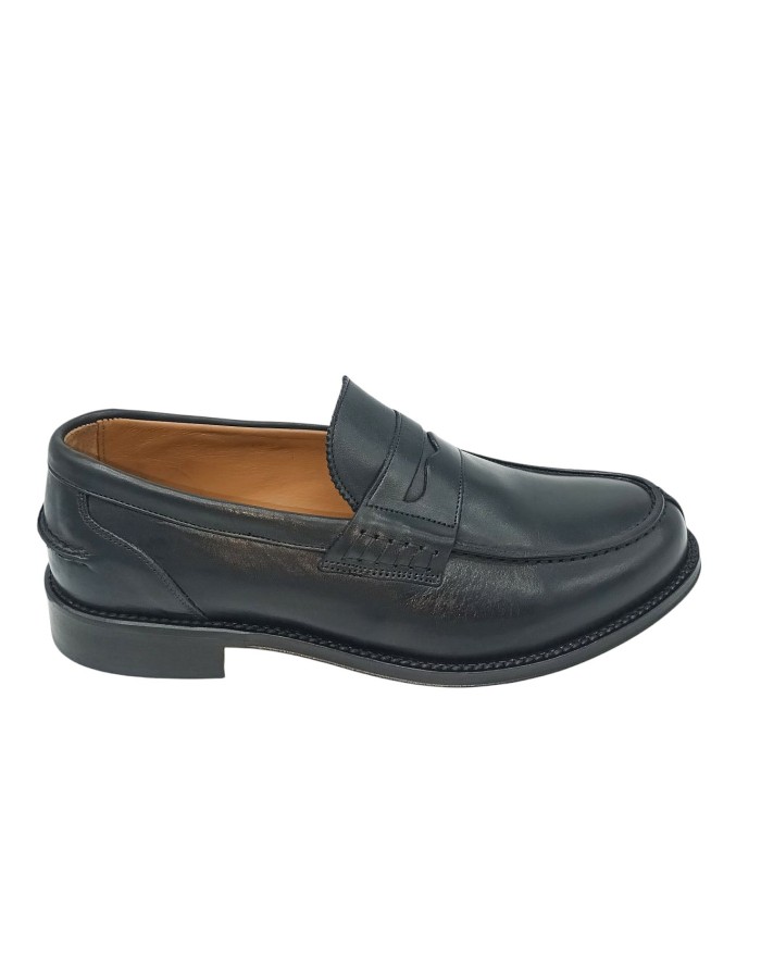 EXTON MOCASSINO COLLAGE IN VITELLO COLORE NERO, FONDO CUOIO CON INSERTO IN GOMMA