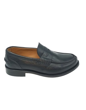 EXTON MOCASSINO COLLAGE IN VITELLO COLORE NERO, FONDO CUOIO CON INSERTO IN GOMMA