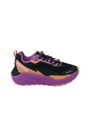 EXTR4 SNEAKER LACCI  TRAINING, TOMAIA IN TESSUTO TECNICO COLORE NERO-VIOLA, FODERA GORETEX, FONDO GOMMA EXTRA LIGHT