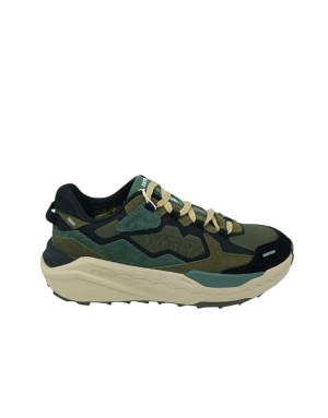 EXTR4 SNEAKER LACCI  TRAINING, TOMAIA IN TESSUTO TECNICO COLORE VERDE MILITARE/NERO, FONDO GOMMA EXTRA LIGHT