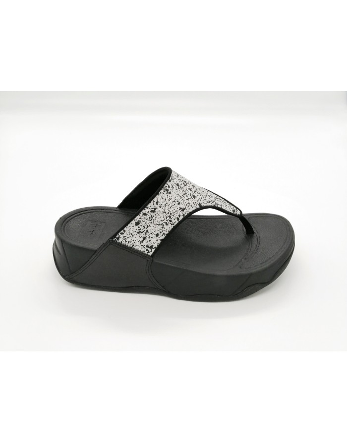 FITFLOP LULU GLITTER INFRADITO IN GLITTER BLACK, FONDO ZEPPA IN POLIURETANO 4CM
