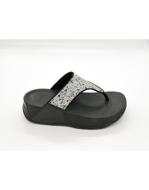 FITFLOP LULU GLITTER INFRADITO IN GLITTER BLACK, FONDO ZEPPA IN POLIURETANO 4CM