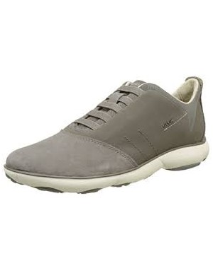 GEOX U52D7B SLIP-ON IN CAMOSCIO E TESSUTO COLORE GRIGIO, FONDO GOMMA
