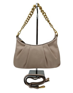 GIANNI CHIARINI BS 8551 BONNIE, BORSA MEDIA IN VITELLO PLISSETTATO COLORE BLUSH/CIPRIA, LAMPO CENTRALE, MANICO STACCABILE A CAT