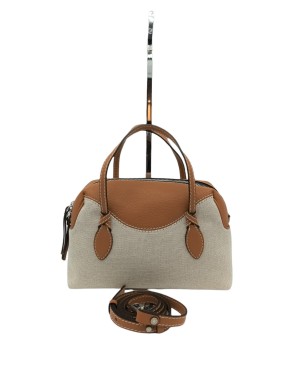 GIANNI CHIARINI BS 9435 CCC-GRN, BORSA MEDIA IN VITELLO E TESSUTO COLORE CUOIO-SAFARI, DUE MANICI E TRACOLLA REGOLABILE CON IMP
