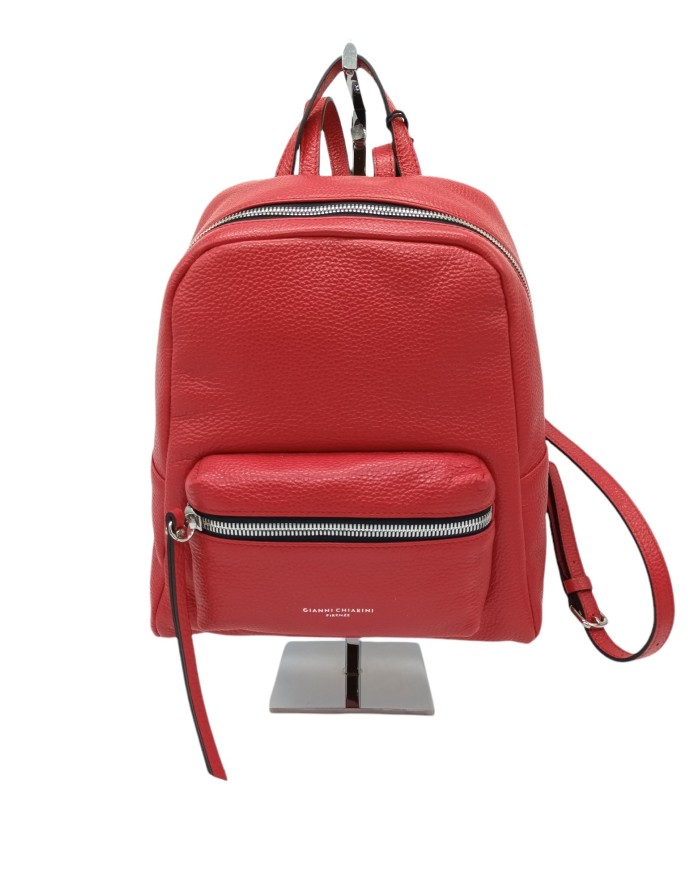 GIANNI CHIARINI ZN 8605 LUNA BACK PACK, ZAINO IN VITELLO BOTTALATO COLORE FLIRT/ROSSO, TASCONE FRONTALE