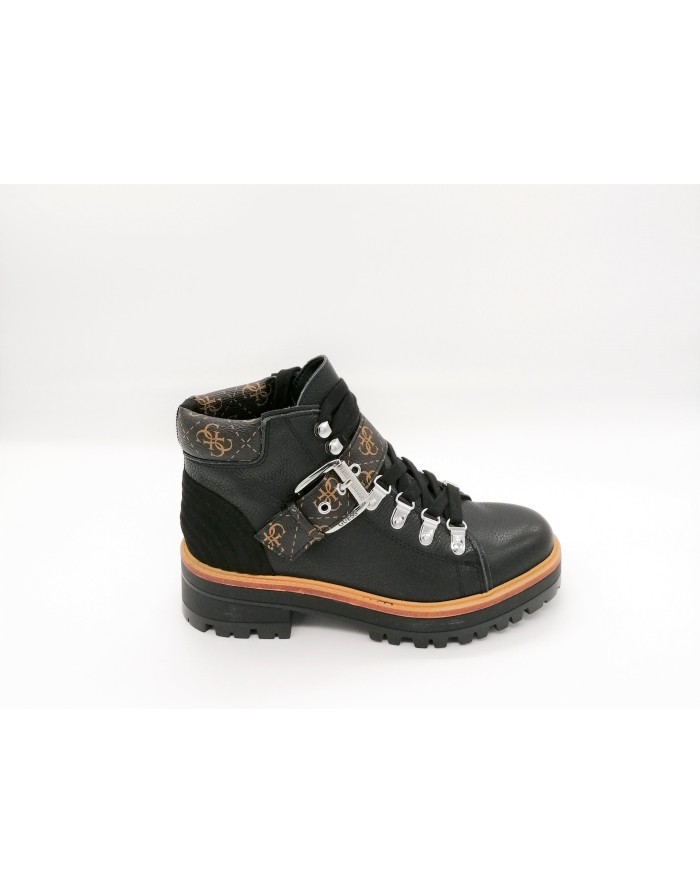 GUESS FL8IRV FAL10, PEDULA IN VITELLO BOTTALATO COLORE NERO CON RIPORTI LOGO T.MORO, FONDO GOMMA ROCCIA,TACCO 4,5 CM
