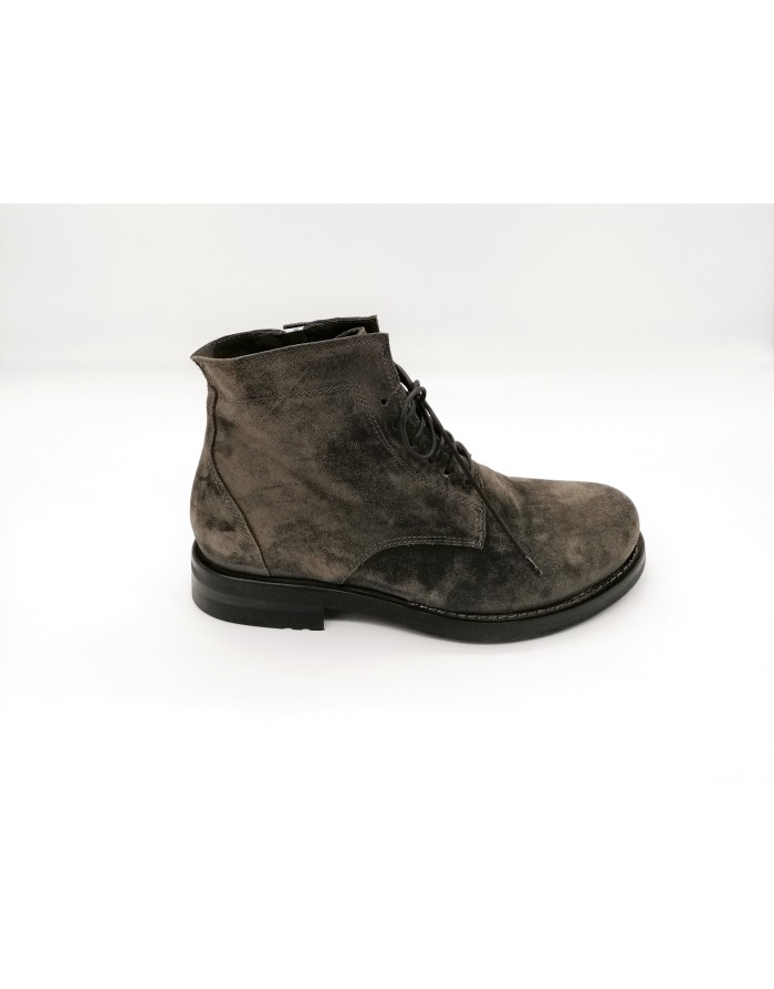 HUNDRED 100 M030-05, POLACCO IN CAMOSCIO COLOR CASTORO LAVAGNA,LACCI E LAMPO LATERALE,FONDO GOMMA