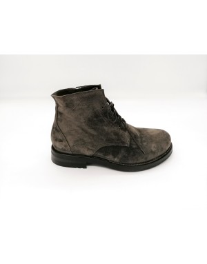 HUNDRED 100 M030-05, POLACCO IN CAMOSCIO COLOR CASTORO LAVAGNA,LACCI E LAMPO LATERALE,FONDO GOMMA