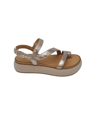 INUOVO SANDALO INFRADITO IN VITELLO LAMINATO COLORE SILVER, ZEPPA GOMMA EXTRA LIGHT 4CM