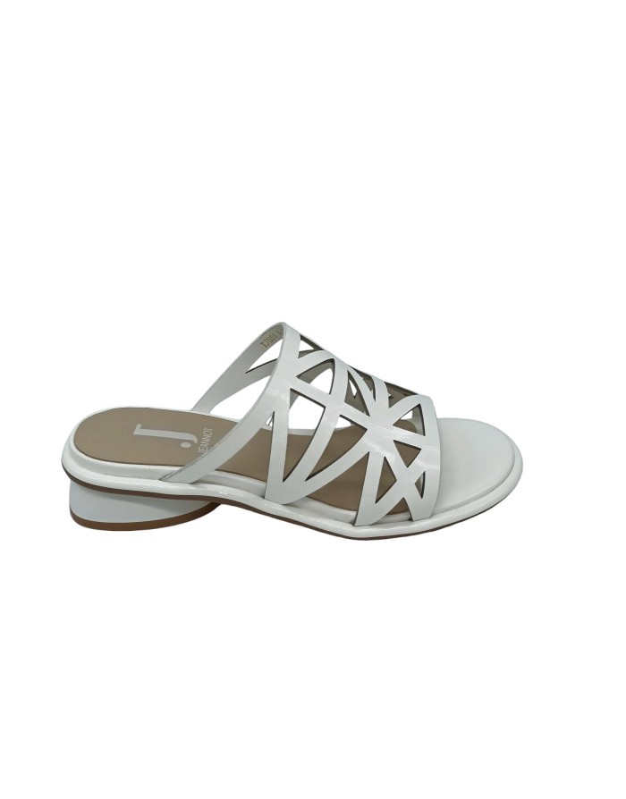 JEANNOT SABOT SPUNTATO  IN VERNICE COLORE BIANCO, TOMAIA FASCIONE FUSTELLATO, TACCO FASCIATO 4CM, FONDINO GOMMA