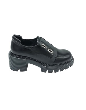 JEANNOT SJ653, SLIP-ON IN VITELLO  COLORE NERO CON ELASTICO IN TINTA, ACCESSORI IN ACCIAIO BRUNITO, FONDO GOMMA ZIGRINATO, TACC