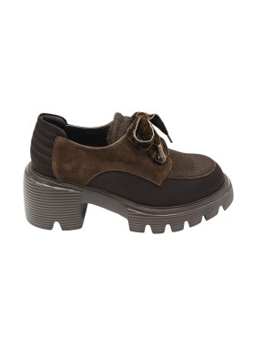 JEANNOT SJ655K, STRINGATA IN CAMOSCIO/NEOPRENE E CAVALLINO COLORE T.MOTO, LACCIO IN VELLUTO IN TINTA, FONDO GOMMA ZIGRINATO, TA