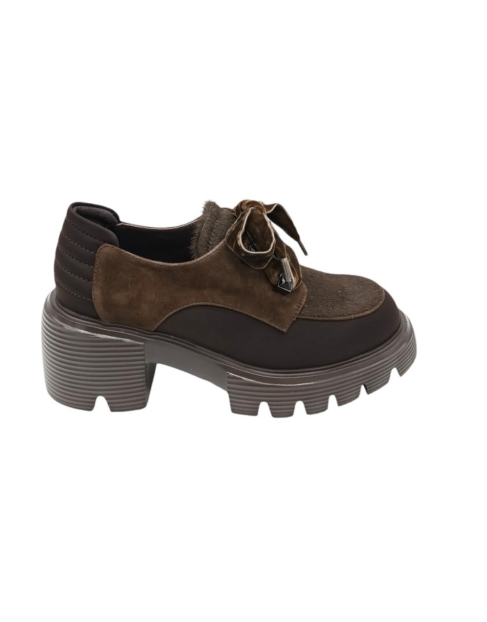 JEANNOT SJ655K, STRINGATA IN CAMOSCIO/NEOPRENE E CAVALLINO COLORE T.MOTO, LACCIO IN VELLUTO IN TINTA, FONDO GOMMA ZIGRINATO, TA