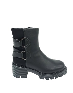 JEANNOT SJ656A, STIVALETTO LISCIO CON LAMPO LATERALE, TOMAIA IN NAPPA E NEOPRENE COLORE NERO, , FONDO GOMMA ZIGRINATO, TACCO 6C