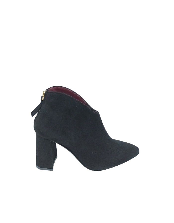 L'AMOUR 520 TRONCHETTO LISCIO IN CAMOSCIO COLORE NERO, LAMPO POSTERIORE, TACCO FASCIATO 7CM, FONDINO GOMMA