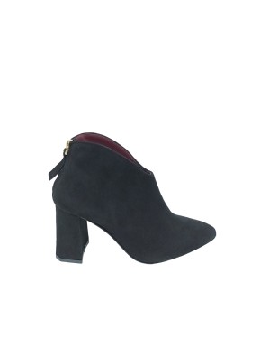 L'AMOUR 520 TRONCHETTO LISCIO IN CAMOSCIO COLORE NERO, LAMPO POSTERIORE, TACCO FASCIATO 7CM, FONDINO GOMMA