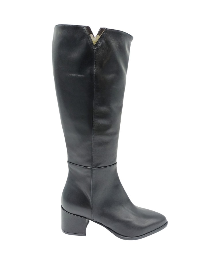 L'AMOUR 555, STIVALE LISCIO IN VITELLO COLORE NERO, LAMPO LATERALE, TACCO FASCIATO 5CM, FONDO GOMMA