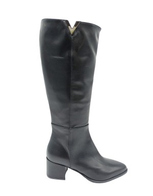 L'AMOUR 555, STIVALE LISCIO IN VITELLO COLORE NERO, LAMPO LATERALE, TACCO FASCIATO 5CM, FONDO GOMMA