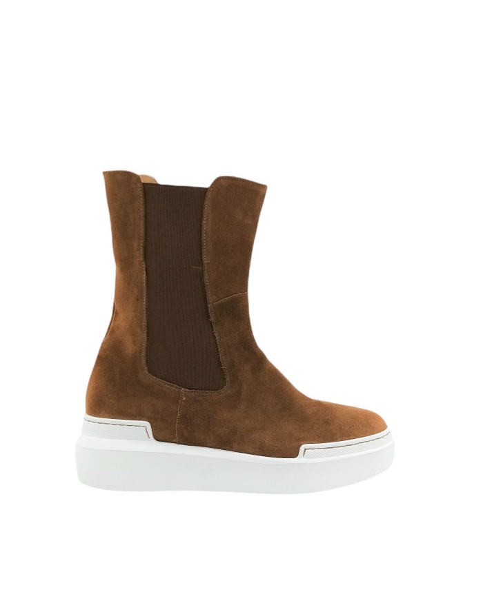 LA BLANC 140 BEATLES ALTO IN CAMOSCIO COLORE CUOIO, FONDO GOMMA BIANCA 4CM