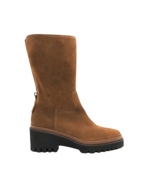 LA BLANC 380 TRONCHETTO IN CAMOSCIO COLORE CUOIO, LAMPO LATERALE + ELASTICO POSTERIORE, GUARDOLO IN CUOIO, FONDO MICRO CARRO 6C