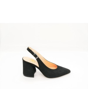 LA BLANC 720 CHANEL IN CAMOSCIO COLORE NERO, TACCO  FASCIATO 6 CM E FONDO CUOIO