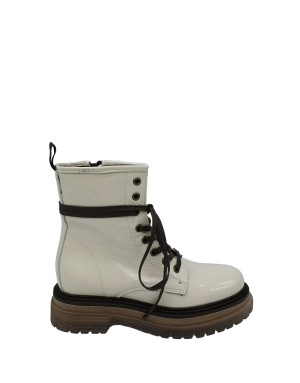 LES TULIPES 2006.1  ANFIBIO LACCIO E LAMPO LATERALE, TOMAIA IN NAPLAK COLORE MILK, FONDO GOMMA CARRO 5CM