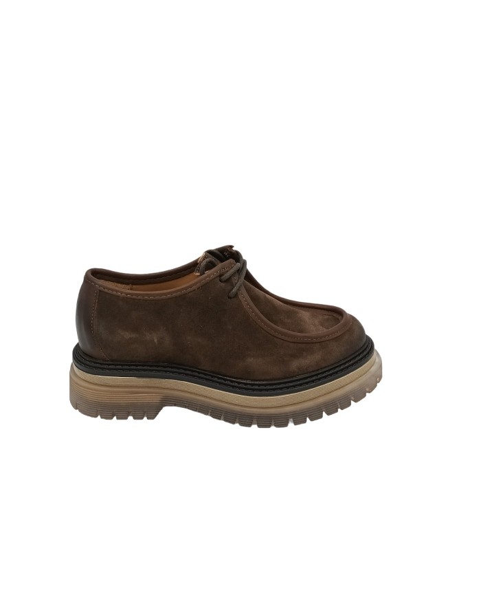 LES TULIPES 2018.1  STRINGATA DERBY/INGEGNERE IN CAMOSCIO COLORE ESPRESSO, FONDO GOMMA CARRO 5CM