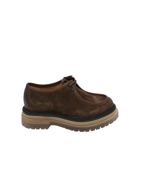 LES TULIPES 2018.1  STRINGATA DERBY/INGEGNERE IN CAMOSCIO COLORE ESPRESSO, FONDO GOMMA CARRO 5CM