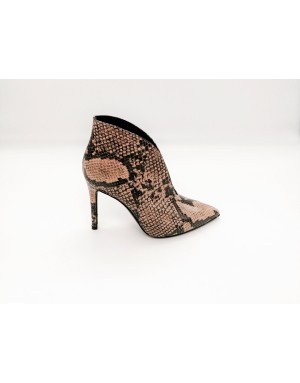 LORENZO MARI LOR 1222 , FILOFORMA CON APERTURA CENTRALE,TOMAIA IN PITONATO COLORE CAMEL,TACCO FASCIATO 10CM FONDO GOMMA