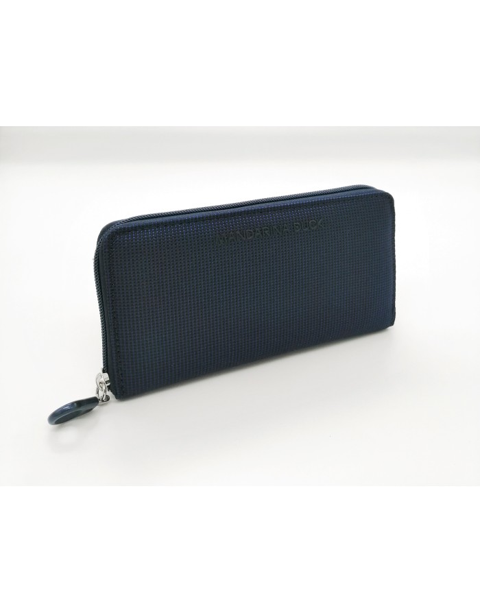 MANDARINA DUCK QMPN1 MD20 PORTAFOGLI GRANDE IN TESSUTO MD20 COLORE DRESS BLUE, LAMPO CENTRALE