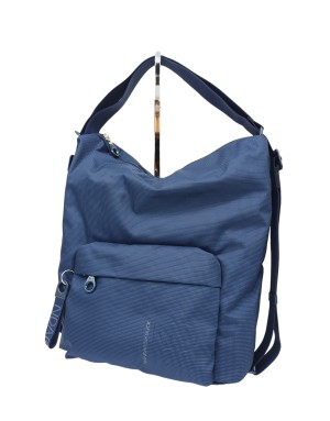 MANDARINA DUCK QMT09  MD20 HOBO, BORSA/ZAINO GRANDE IN TESSUTO MD20 COLORE DRESS BLUE, LAMPO CENTRALE E TASCONE FRONTALE