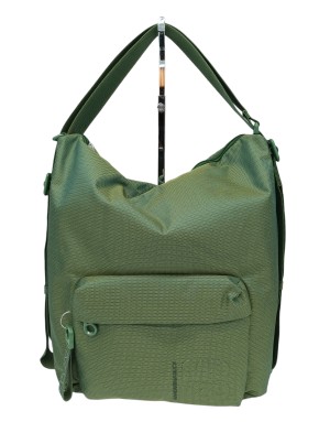 MANDARINA DUCK QMT09  MD20 HOBO, BORSA/ZAINO GRANDE IN TESSUTO MD20 COLORE FOLIAGE GREEN, LAMPO CENTRALE E TASCONE FRONTALE