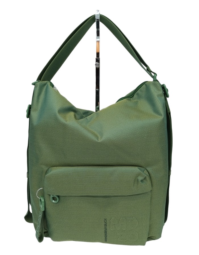 MANDARINA DUCK QMT09  MD20 HOBO, BORSA/ZAINO GRANDE IN TESSUTO MD20 COLORE FOLIAGE GREEN, LAMPO CENTRALE E TASCONE FRONTALE