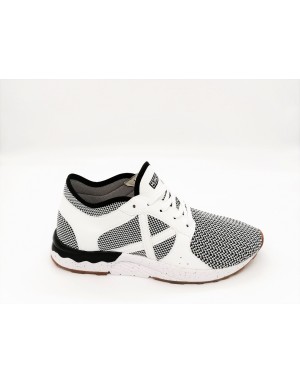 MUNICH COPACABANA SNEAKER IN TESSUTO ELASTICIZZATO E VITELLO COLORE BIANCO/NERO,FONDO MICRO